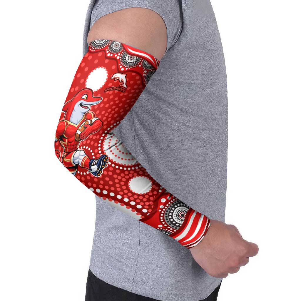 Dolphins Arm Sleeves Aboriginal Dot Pattern - Rugby Mascot Heritage Pride