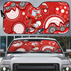 Dolphins Auto Sun Shade Aboriginal Dot Pattern - Rugby Mascot Heritage Pride