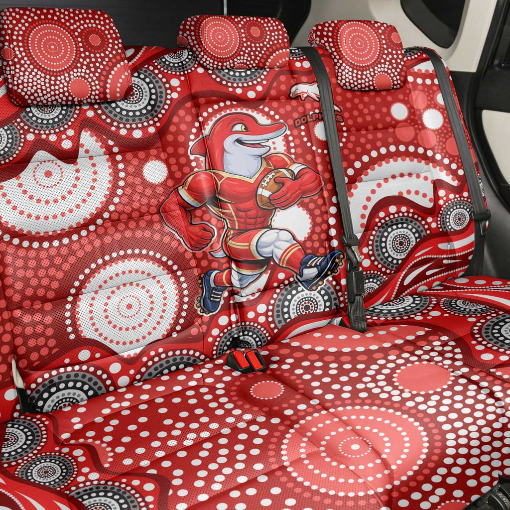 Dolphins Back Car Seat Cover Aboriginal Dot Pattern - Rugby Mascot Heritage Pride