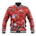 Dolphins Baseball Jacket Aboriginal Dot Pattern - Rugby Mascot Heritage Pride
