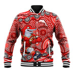 Dolphins Baseball Jacket Aboriginal Dot Pattern - Rugby Mascot Heritage Pride