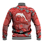 Dolphins Baseball Jacket Aboriginal Dot Pattern - Rugby Mascot Heritage Pride