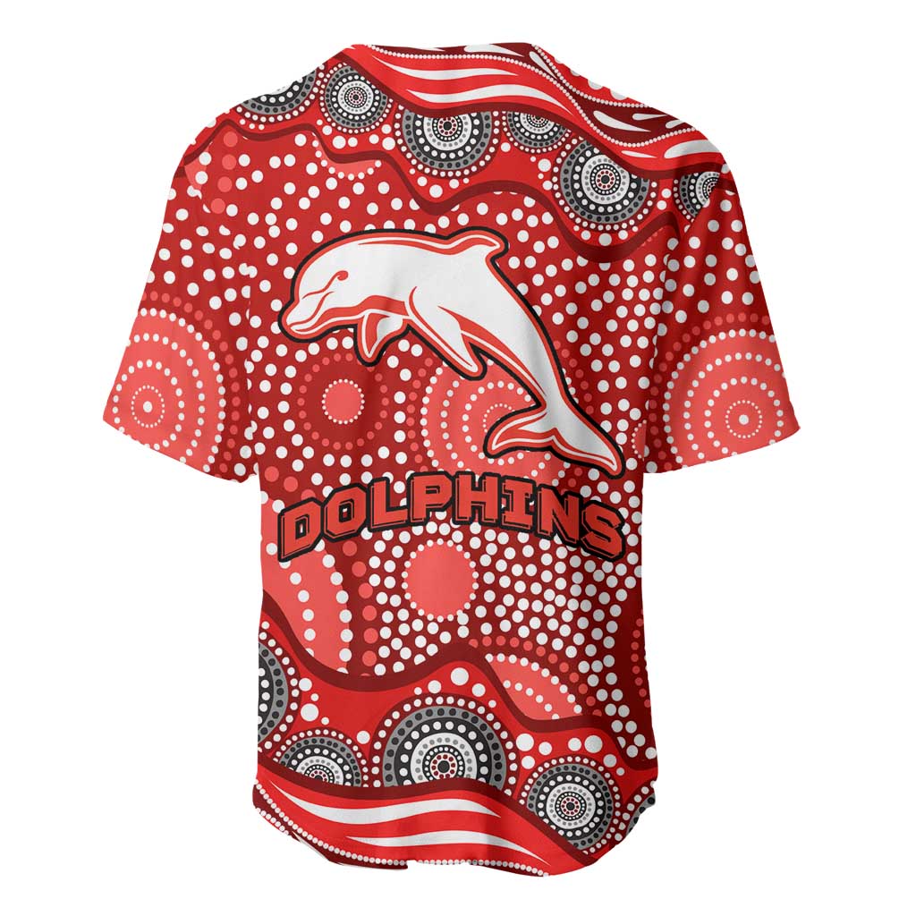 Dolphins Baseball Jersey Aboriginal Dot Pattern - Rugby Mascot Heritage Pride