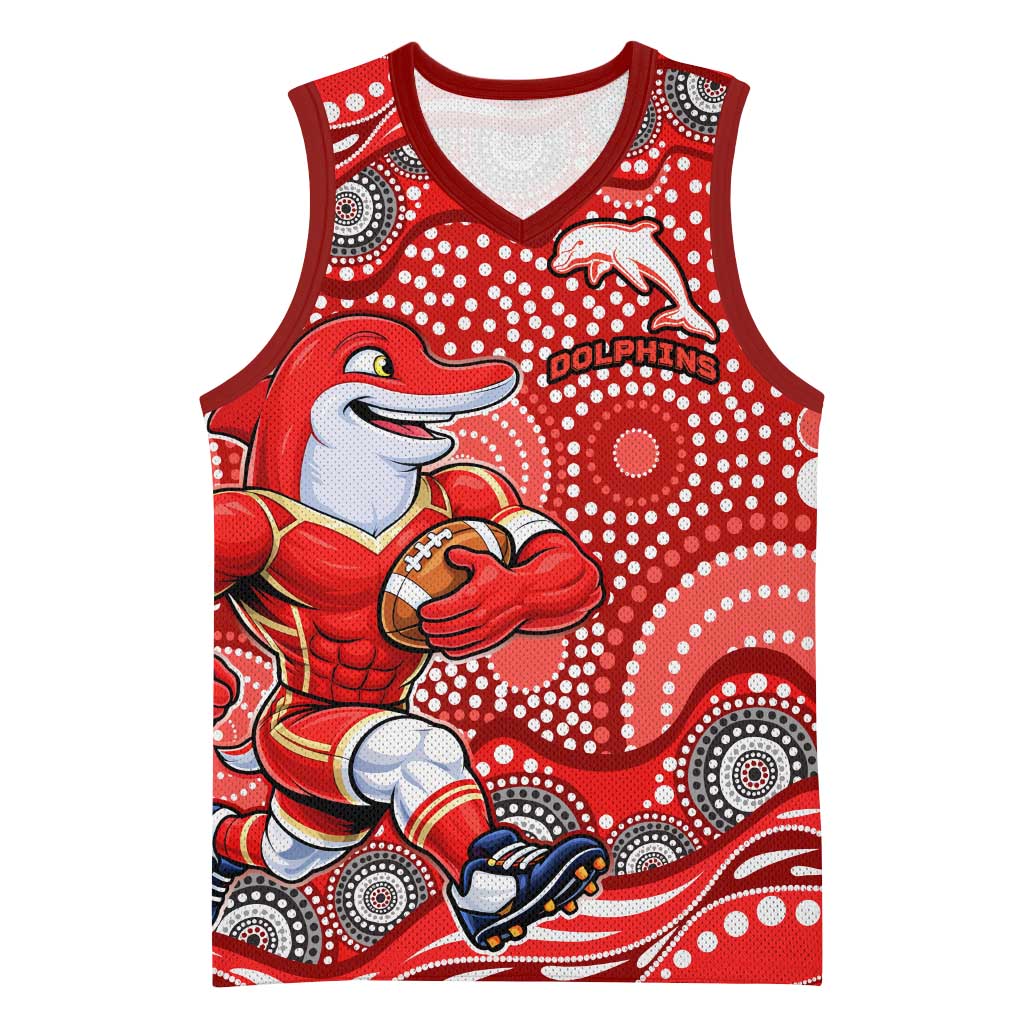 Dolphins Basketball Jersey Aboriginal Dot Pattern - Rugby Mascot Heritage Pride