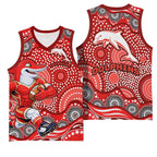 Dolphins Basketball Jersey Aboriginal Dot Pattern - Rugby Mascot Heritage Pride