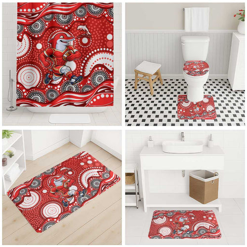 Dolphins Bathroom Set Aboriginal Dot Pattern - Rugby Mascot Heritage Pride