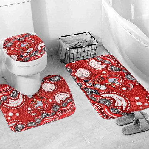 Dolphins Bathroom Set Aboriginal Dot Pattern - Rugby Mascot Heritage Pride