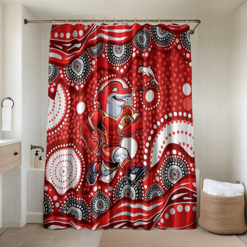 Dolphins Bathroom Set Aboriginal Dot Pattern - Rugby Mascot Heritage Pride