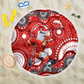 Dolphins Beach Blanket Aboriginal Dot Pattern - Rugby Mascot Heritage Pride