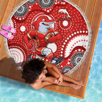 Dolphins Beach Blanket Aboriginal Dot Pattern - Rugby Mascot Heritage Pride