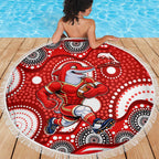 Dolphins Beach Blanket Aboriginal Dot Pattern - Rugby Mascot Heritage Pride