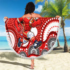 Dolphins Beach Blanket Aboriginal Dot Pattern - Rugby Mascot Heritage Pride