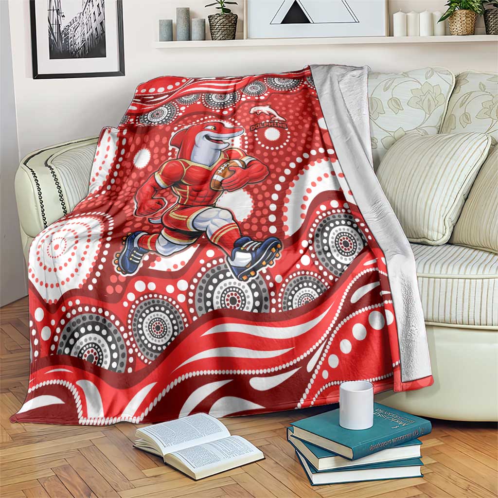 Dolphins Blanket Aboriginal Dot Pattern - Rugby Mascot Heritage Pride