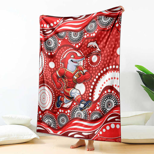 Dolphins Blanket Aboriginal Dot Pattern - Rugby Mascot Heritage Pride