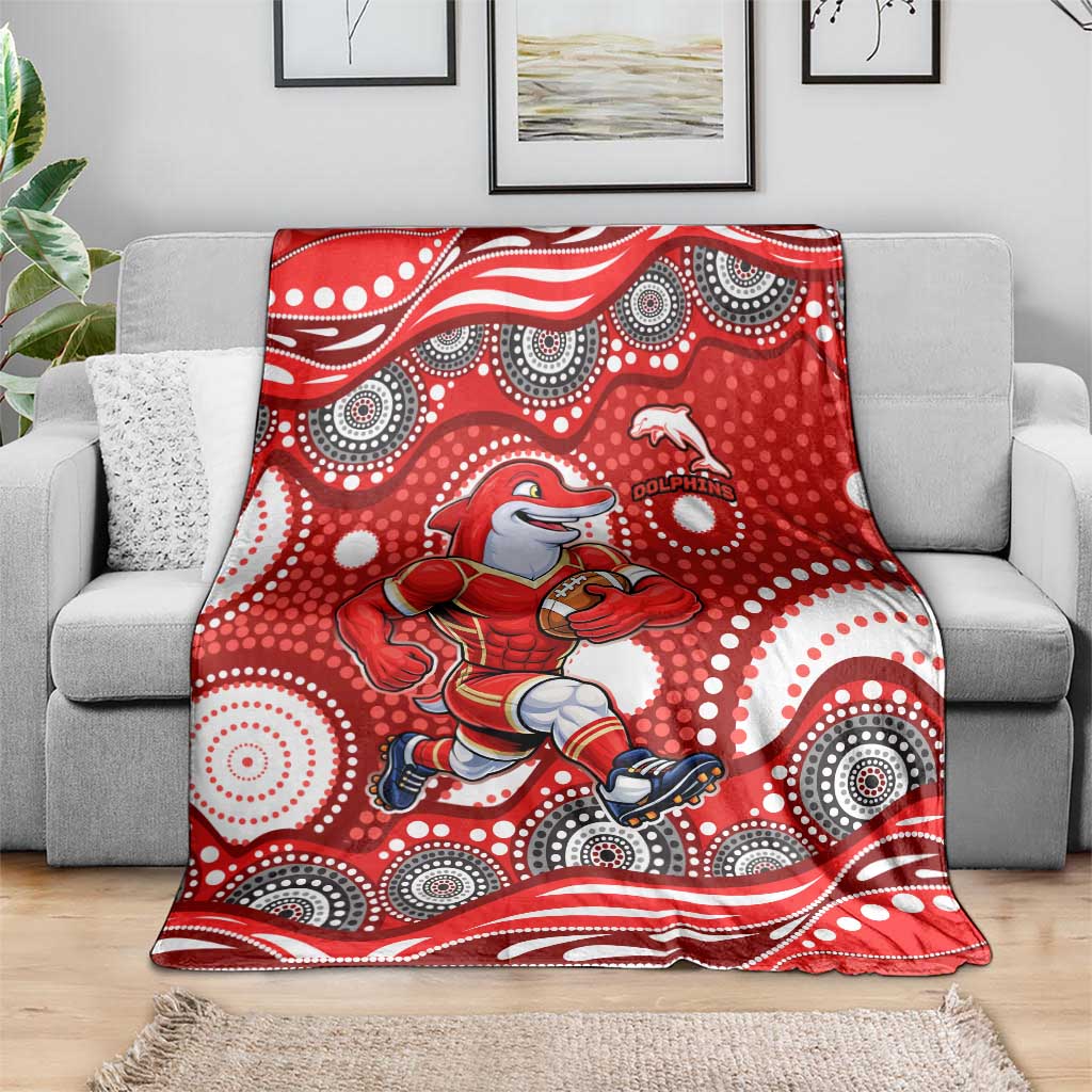Dolphins Blanket Aboriginal Dot Pattern - Rugby Mascot Heritage Pride