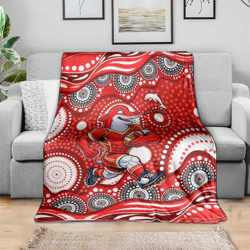 Dolphins Blanket Aboriginal Dot Pattern - Rugby Mascot Heritage Pride