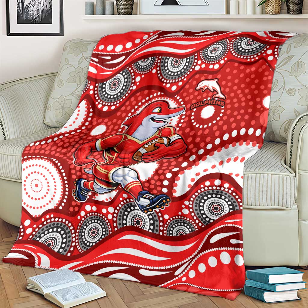 Dolphins Blanket Aboriginal Dot Pattern - Rugby Mascot Heritage Pride