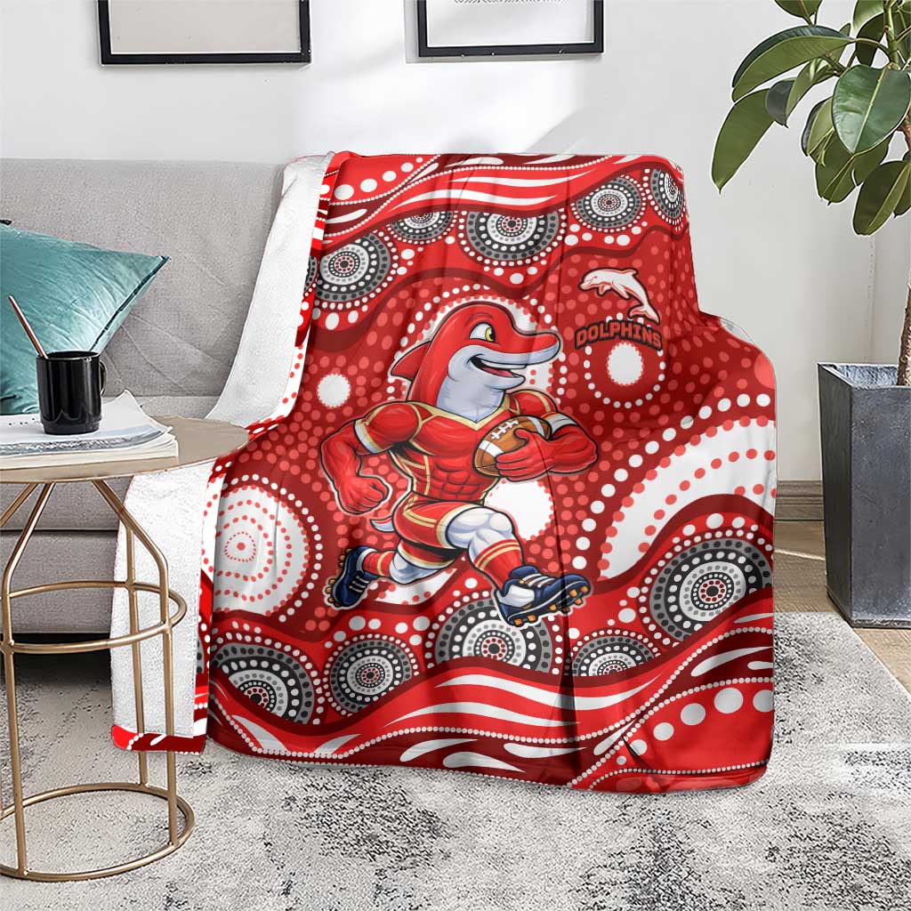 Dolphins Blanket Aboriginal Dot Pattern - Rugby Mascot Heritage Pride