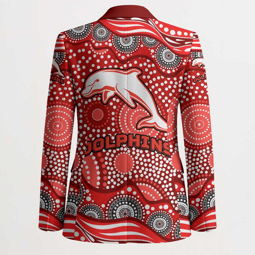 Dolphins Blazer Aboriginal Dot Pattern - Rugby Mascot Heritage Pride
