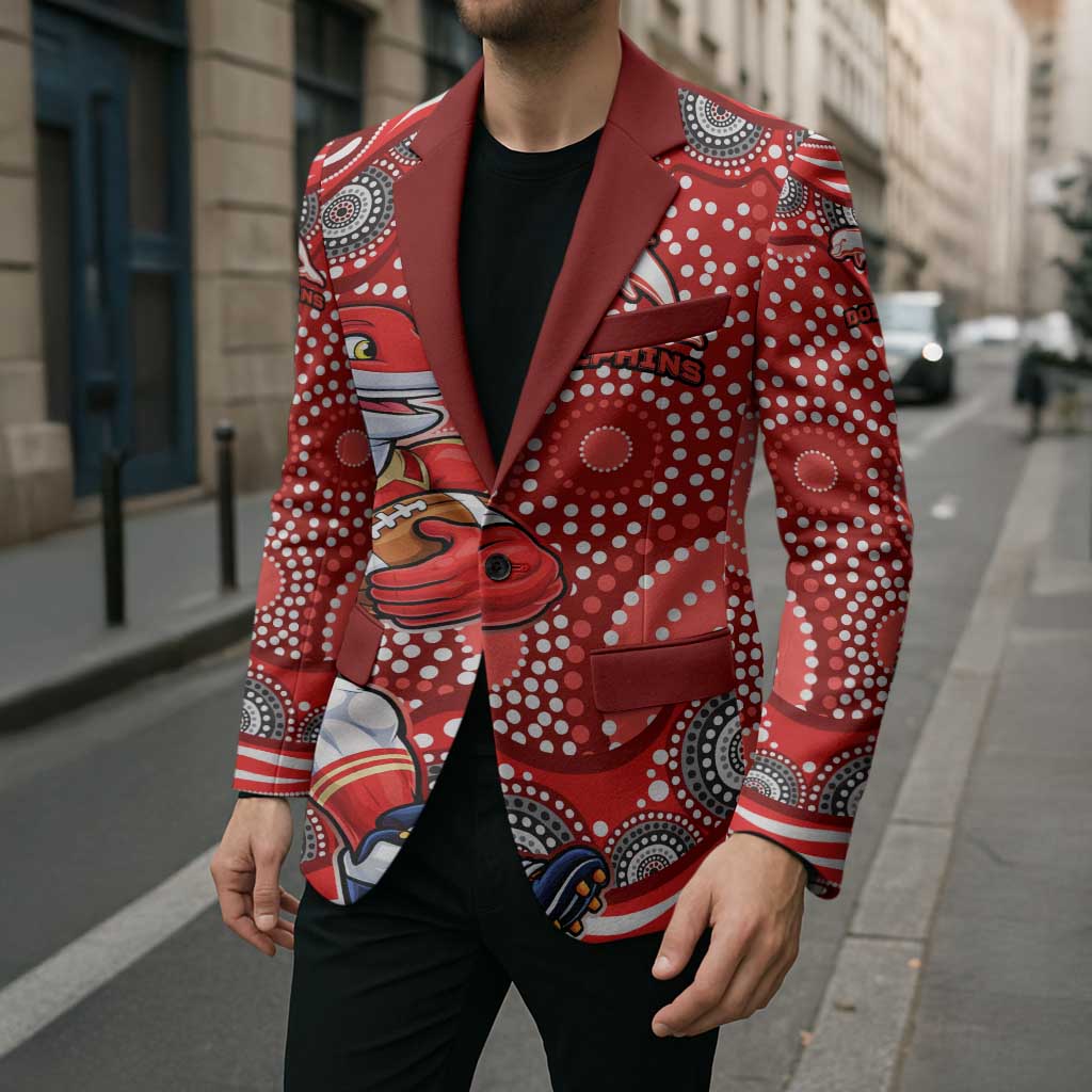 Dolphins Blazer Aboriginal Dot Pattern - Rugby Mascot Heritage Pride