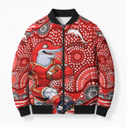Dolphins Bomber Puffer Jacket Aboriginal Dot Pattern - Rugby Mascot Heritage Pride