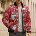 Dolphins Bomber Puffer Jacket Aboriginal Dot Pattern - Rugby Mascot Heritage Pride
