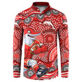 Dolphins Button Sweatshirt Aboriginal Dot Pattern - Rugby Mascot Heritage Pride