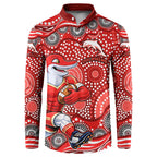 Dolphins Button Sweatshirt Aboriginal Dot Pattern - Rugby Mascot Heritage Pride