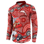 Dolphins Button Sweatshirt Aboriginal Dot Pattern - Rugby Mascot Heritage Pride