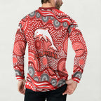 Dolphins Button Sweatshirt Aboriginal Dot Pattern - Rugby Mascot Heritage Pride