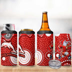 Dolphins 4 in 1 Can Cooler Tumbler Aboriginal Dot Pattern - Rugby Mascot Heritage Pride
