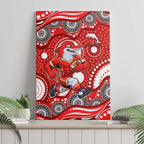 Dolphins Canvas Wall Art Aboriginal Dot Pattern - Rugby Mascot Heritage Pride