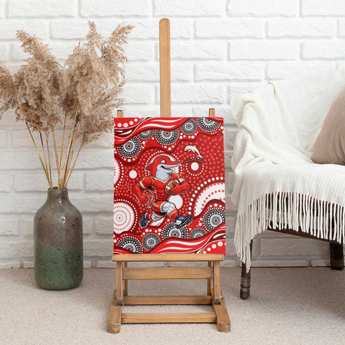 Dolphins Canvas Wall Art Aboriginal Dot Pattern - Rugby Mascot Heritage Pride