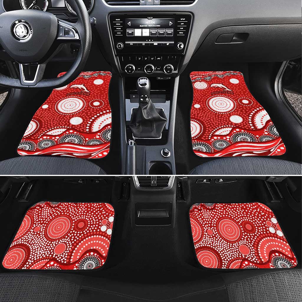 Dolphins Car Mats Aboriginal Dot Pattern - Rugby Mascot Heritage Pride