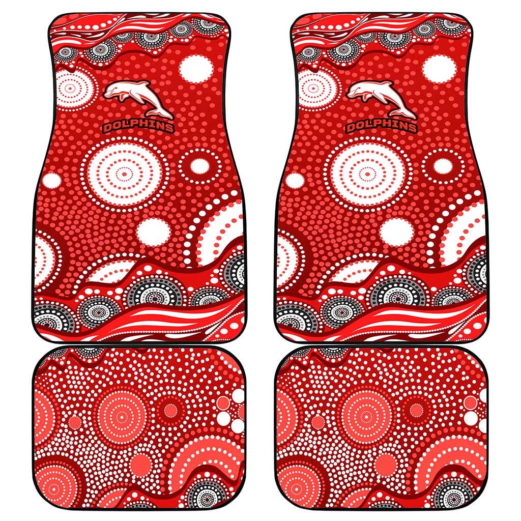 Dolphins Car Mats Aboriginal Dot Pattern - Rugby Mascot Heritage Pride
