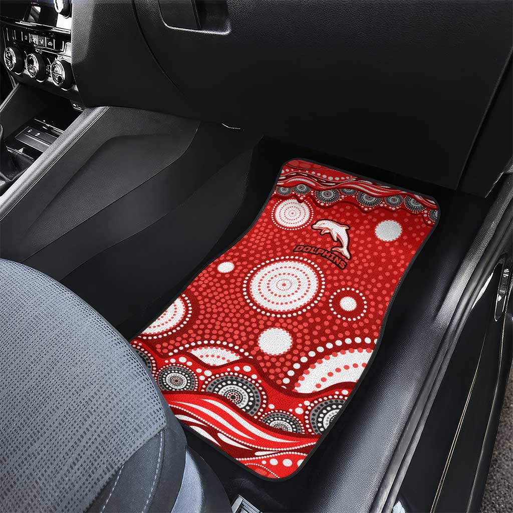 Dolphins Car Mats Aboriginal Dot Pattern - Rugby Mascot Heritage Pride