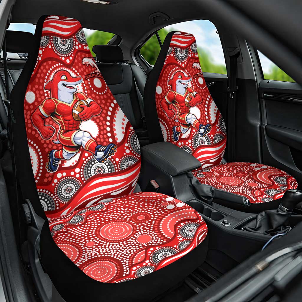 Dolphins Car Seat Cover Aboriginal Dot Pattern - Rugby Mascot Heritage Pride