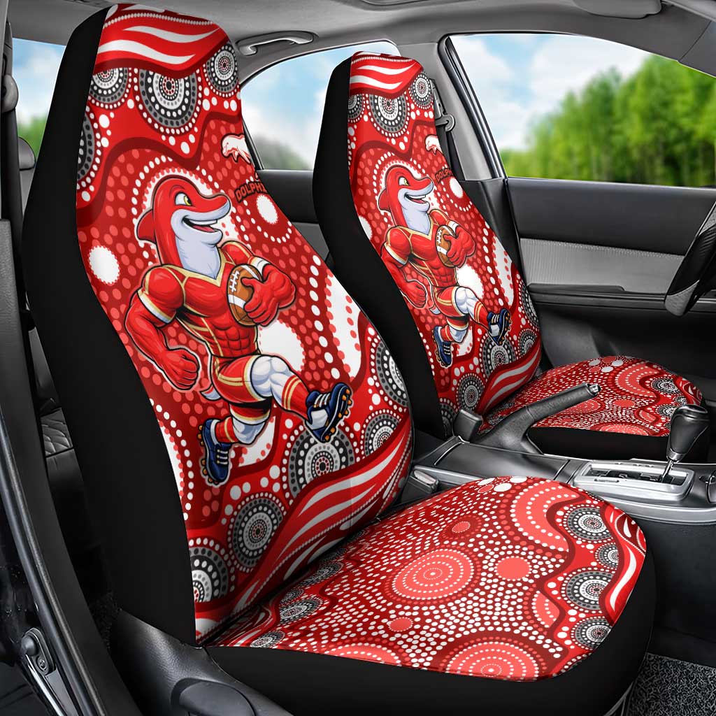 Dolphins Car Seat Cover Aboriginal Dot Pattern - Rugby Mascot Heritage Pride