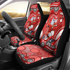 Dolphins Car Seat Cover Aboriginal Dot Pattern - Rugby Mascot Heritage Pride