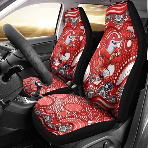Dolphins Car Seat Cover Aboriginal Dot Pattern - Rugby Mascot Heritage Pride