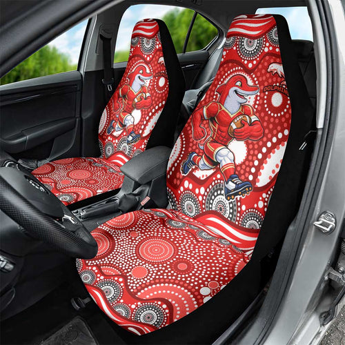 Dolphins Car Seat Cover Aboriginal Dot Pattern - Rugby Mascot Heritage Pride