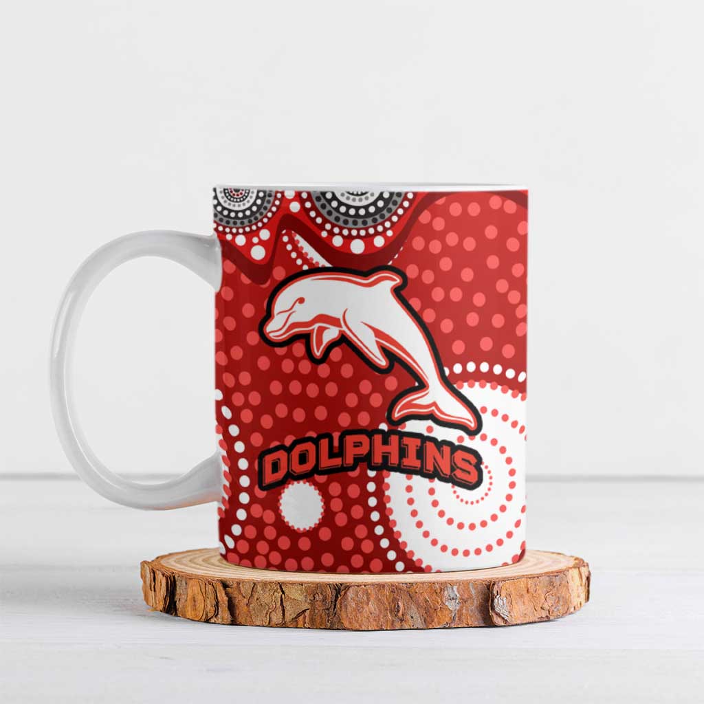 Dolphins Ceramic Mug Aboriginal Dot Pattern - Rugby Mascot Heritage Pride