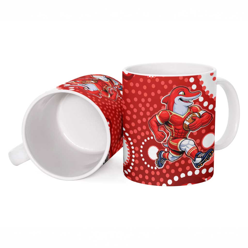 Dolphins Ceramic Mug Aboriginal Dot Pattern - Rugby Mascot Heritage Pride