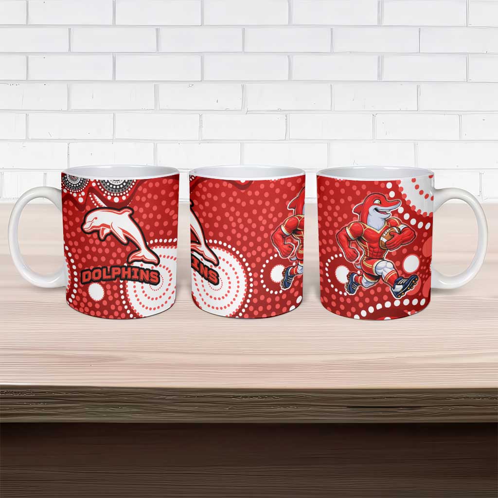 Dolphins Ceramic Mug Aboriginal Dot Pattern - Rugby Mascot Heritage Pride