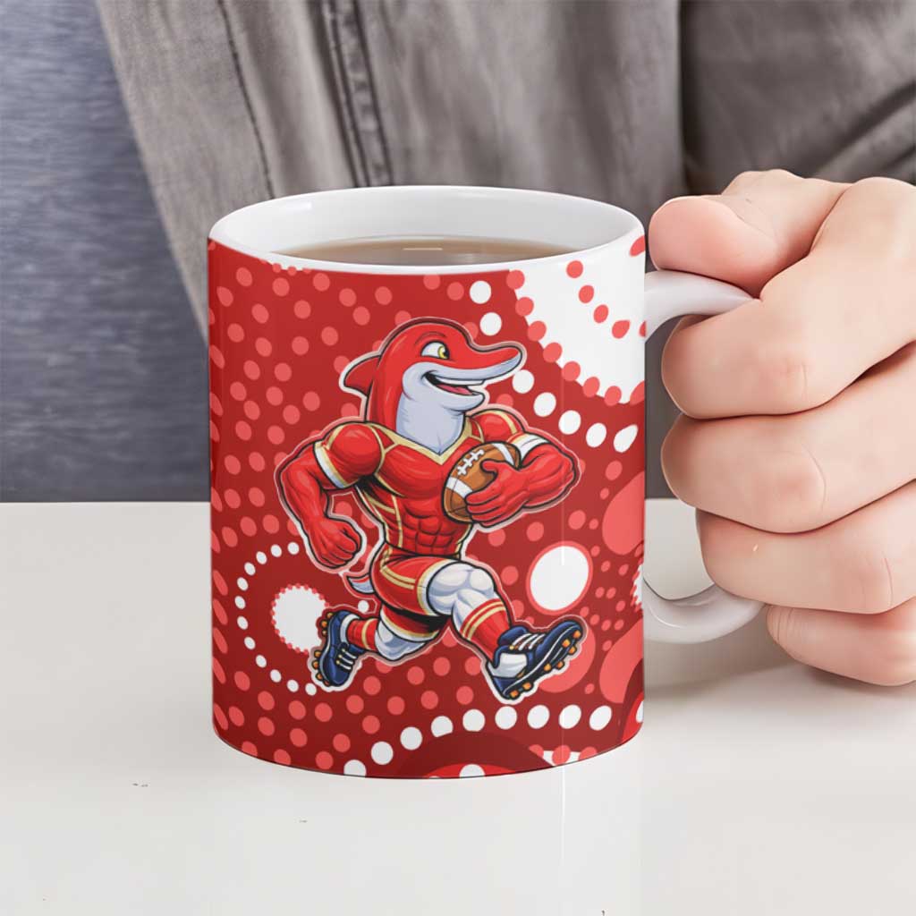 Dolphins Ceramic Mug Aboriginal Dot Pattern - Rugby Mascot Heritage Pride