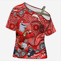 Dolphins Cross Shoulder Shirt Aboriginal Dot Pattern - Rugby Mascot Heritage Pride