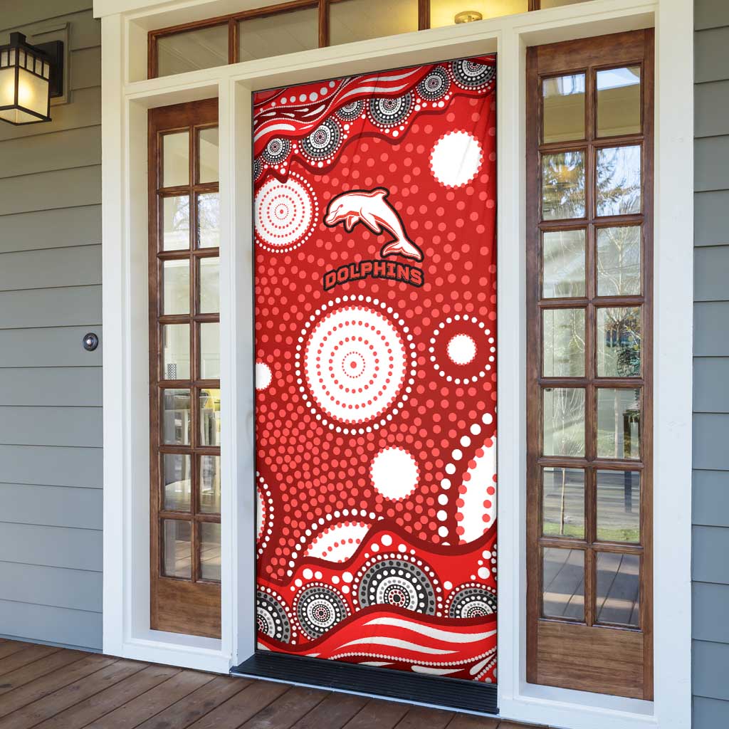 Dolphins Door Cover Aboriginal Dot Pattern - Rugby Mascot Heritage Pride