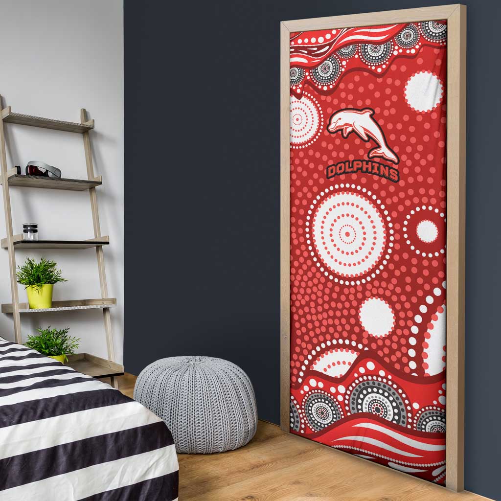 Dolphins Door Cover Aboriginal Dot Pattern - Rugby Mascot Heritage Pride
