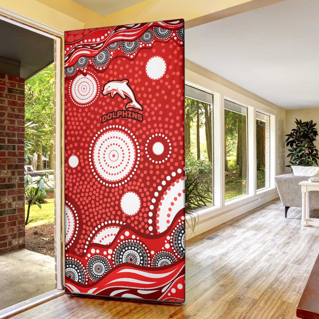 Dolphins Door Cover Aboriginal Dot Pattern - Rugby Mascot Heritage Pride
