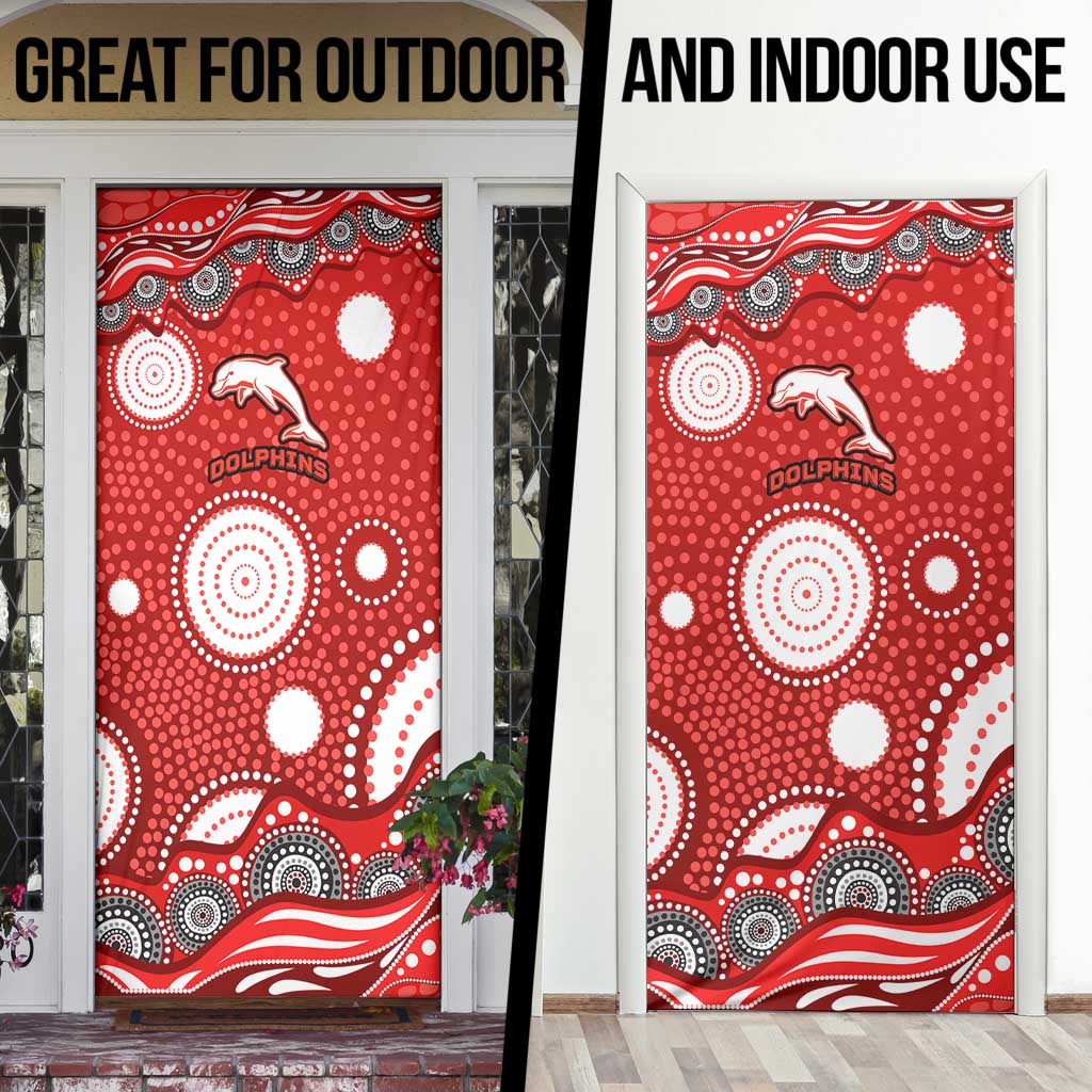 Dolphins Door Cover Aboriginal Dot Pattern - Rugby Mascot Heritage Pride